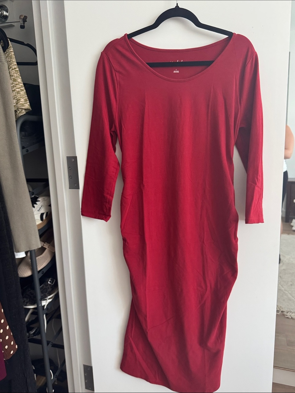 Large red maternity dress